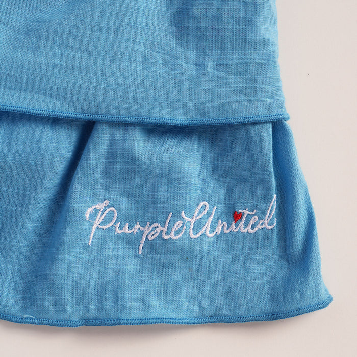 Kids Girls Coord Set in Blue with Floral Applique Cotton Top & Shorts for Summer Comfort Wear