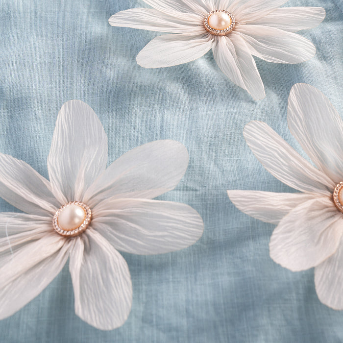 Kids Girls Coord Set in Light Blue with Floral Detail Top & Shorts for Casual Wear Looks