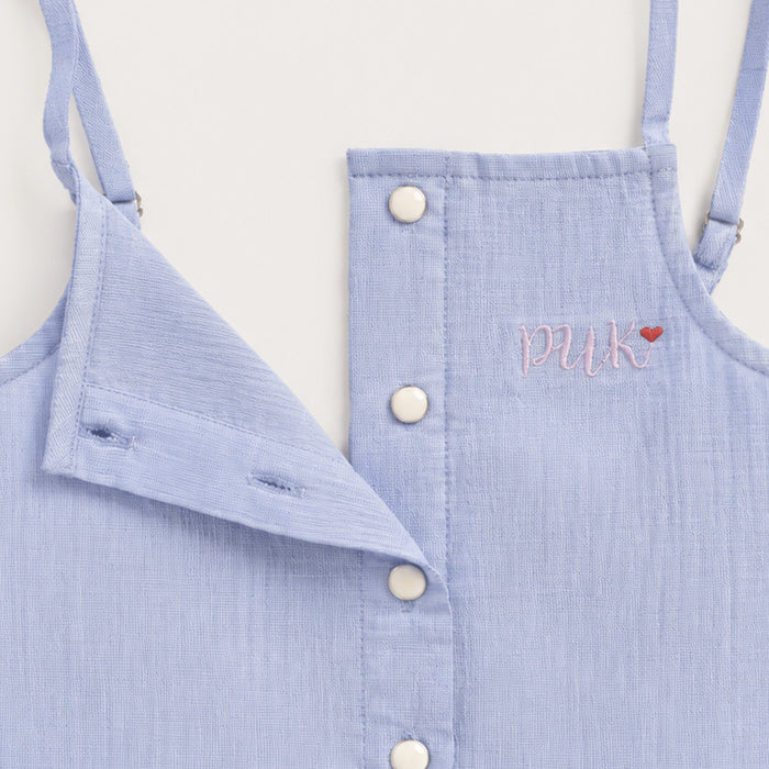 Kids Girls Coord Set in Light Blue with Ruffle Crop Top & Skirt Styling for Comfort Wear