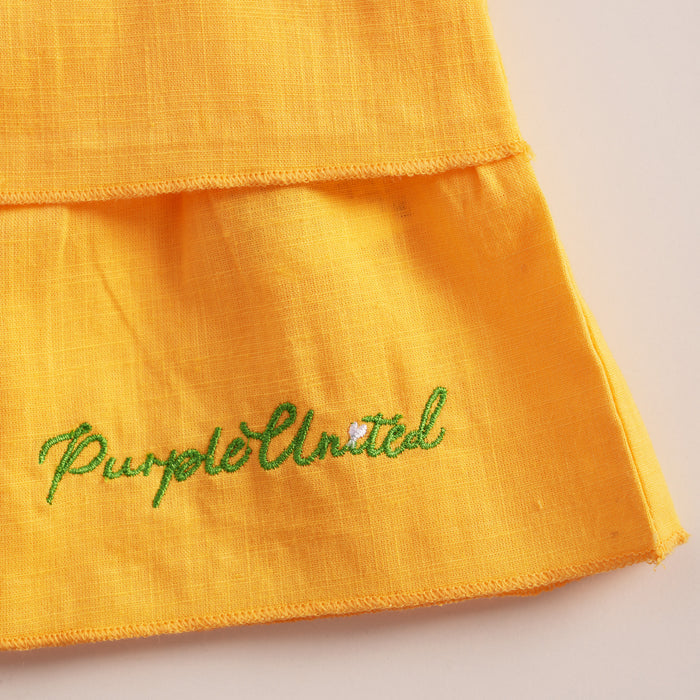 Kids Girls Coord Set in Mustard with Floral Applique Cotton Top & Shorts for Summer Comfort Wear