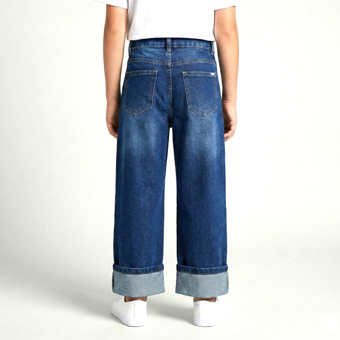 Kids Girls Dark Blue Denim Classic Comfort Fit Jeans