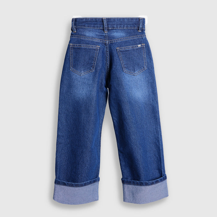 Kids Girls Dark Blue Denim Classic Comfort Fit Jeans