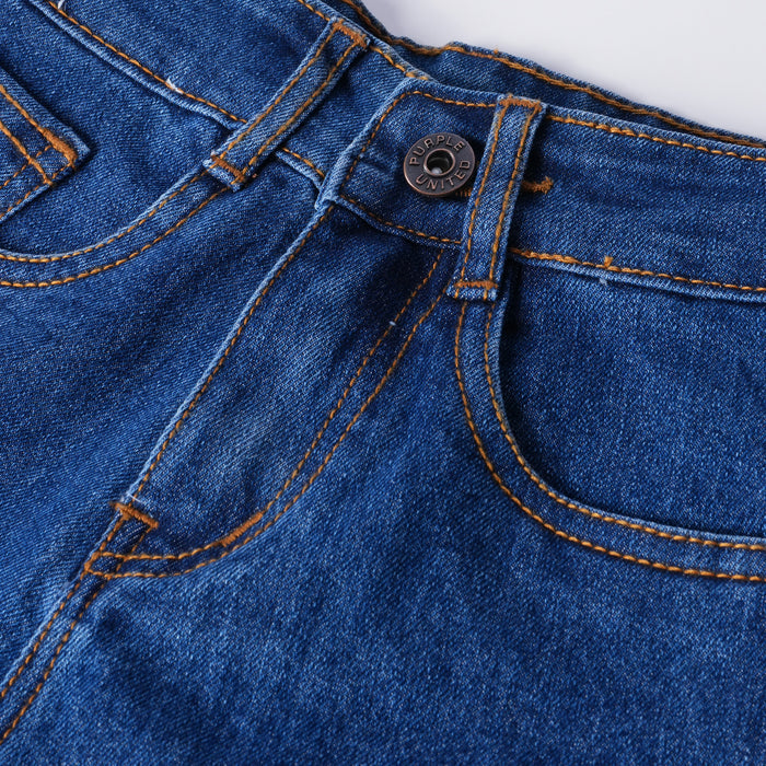 Kids Girls Dark Blue Denim Classic Comfort Fit Jeans