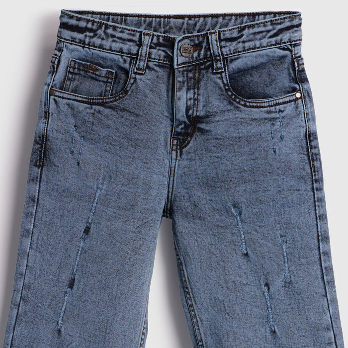 Kids Girls Denim Dark Blue High Waist Wide Leg Jeans with Soft Feel & Easy Comfort