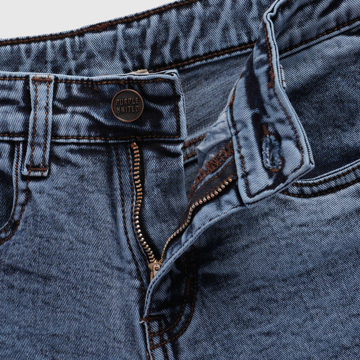Kids Girls Denim Dark Blue High Waist Wide Leg Jeans with Soft Feel & Easy Comfort