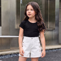 Kids Girls Denim Shorts in White with Stud Detail & Comfortable Fit for Daily Casual Wear