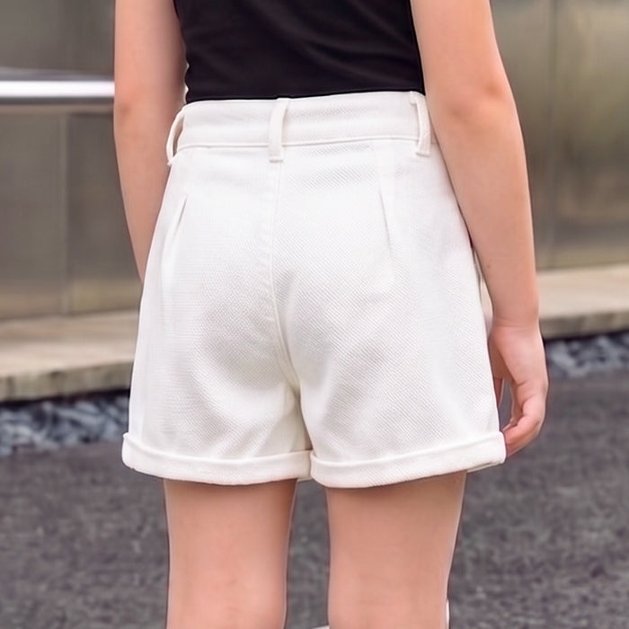 Kids Girls Denim Shorts in White with Stud Detail & Comfortable Fit for Daily Casual Wear