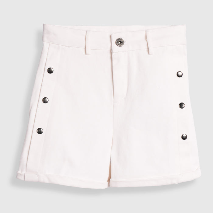 Kids Girls Denim Shorts in White with Stud Detail & Comfortable Fit for Daily Casual Wear