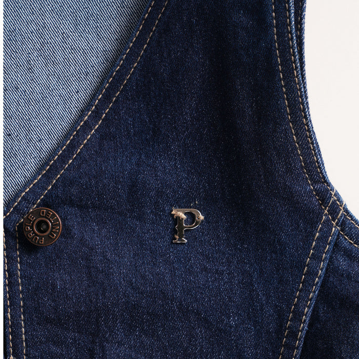 Kids Girls Dress in Blue with Sleeveless Design, Button Front & Soft Denim Fabric