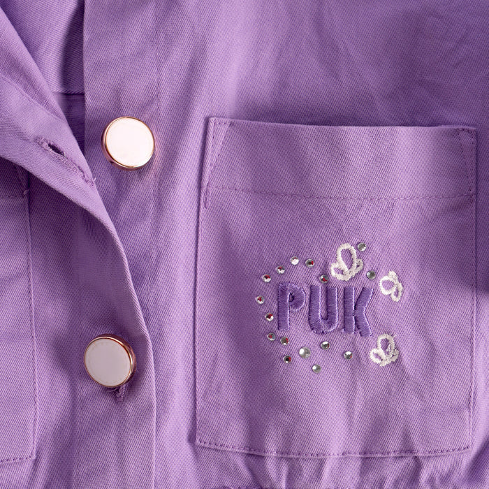Kids Girls Dress in Lavender Cotton with Button Down Design for Casual Summer Wear