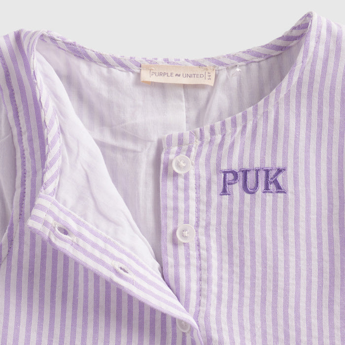 Kids Girls Dress in Lavender Stripes with Sleeveless Cotton Design for Summer Comfort