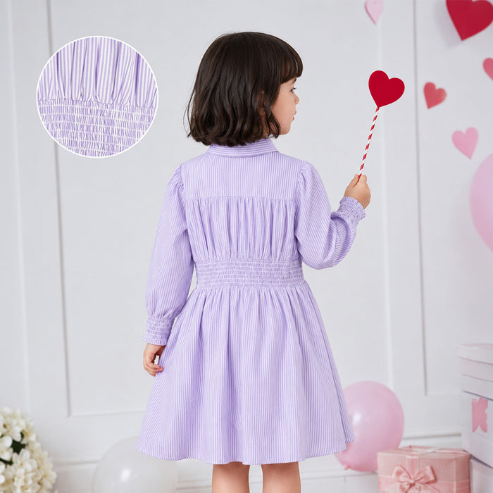 Kids Girls Dress in Lavender with Fit & Flare Design, Smocked Waist & Comfortable Regular Fit