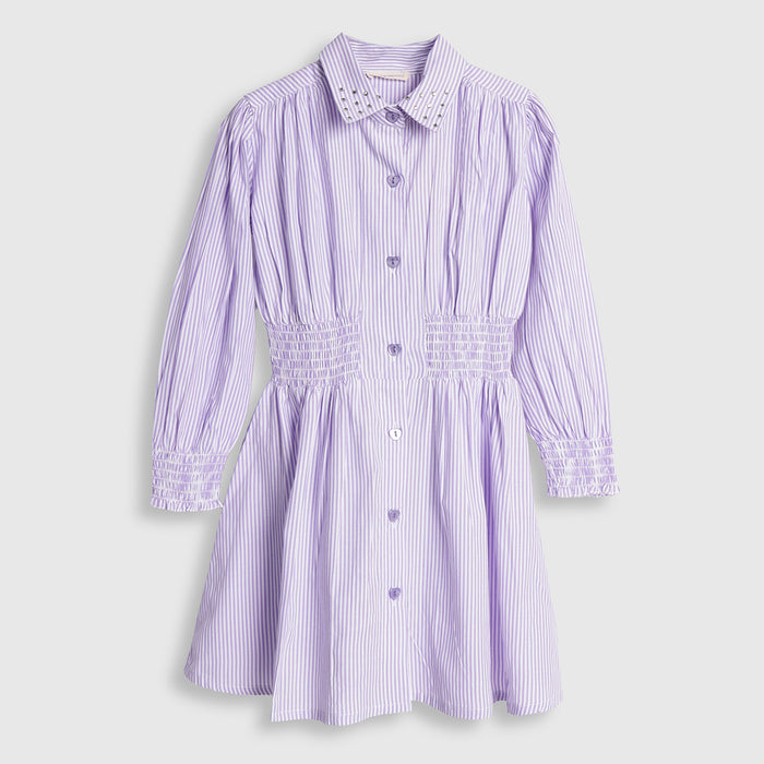 Kids Girls Dress in Lavender with Fit & Flare Design, Smocked Waist & Comfortable Regular Fit