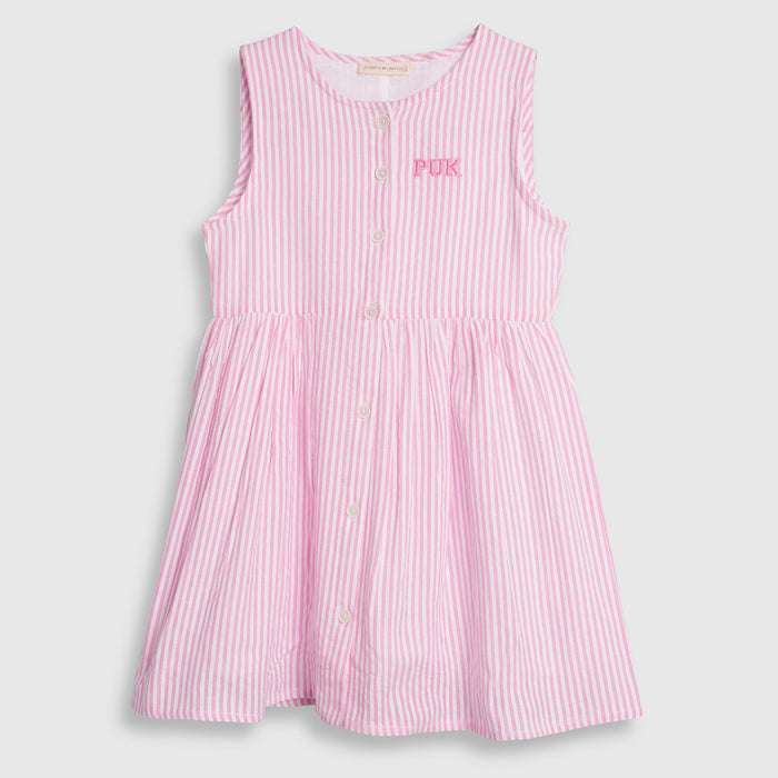 Kids Girls Dress in Pink Stripes with Sleeveless Cotton Design for Summer Comfort