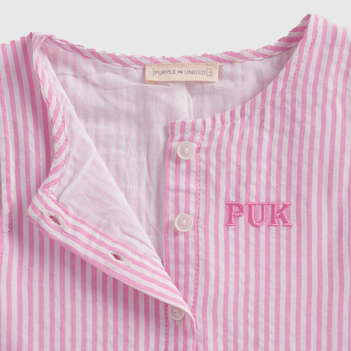 Kids Girls Dress in Pink Stripes with Sleeveless Cotton Design for Summer Comfort
