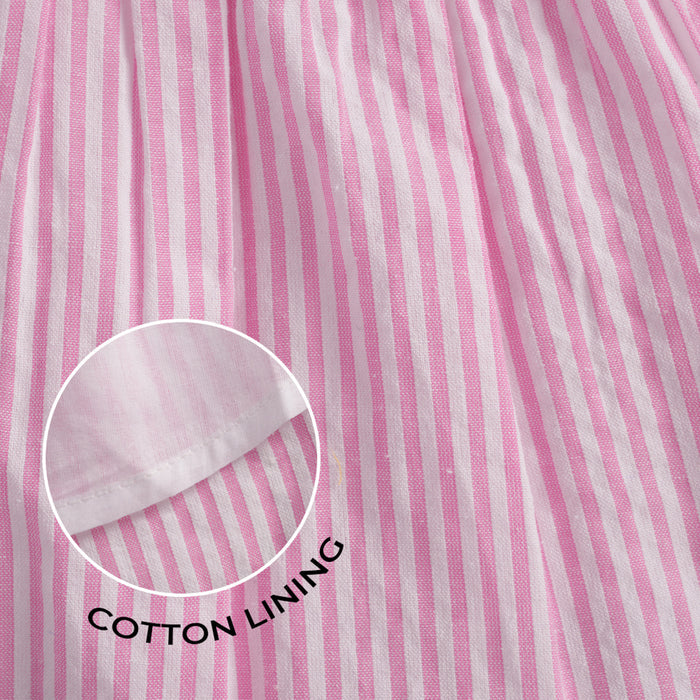 Kids Girls Dress in Pink Stripes with Sleeveless Cotton Design for Summer Comfort