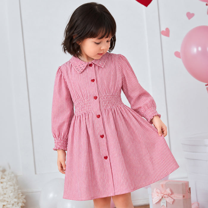 Kids Girls Dress in Red with Fit & Flare Design, Smocked Waist & Comfortable Regular Fit