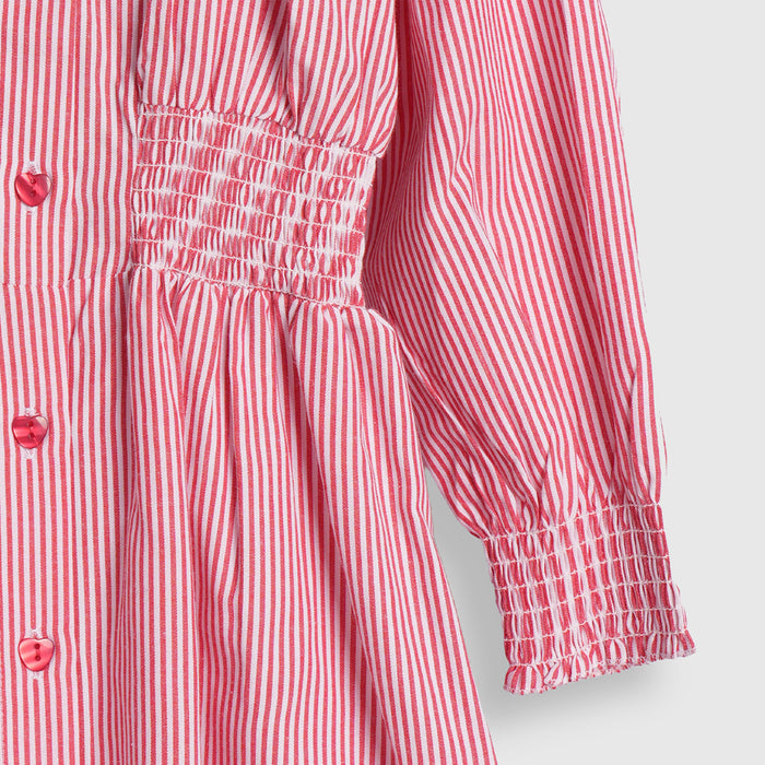 Kids Girls Dress in Red with Fit & Flare Design, Smocked Waist & Comfortable Regular Fit