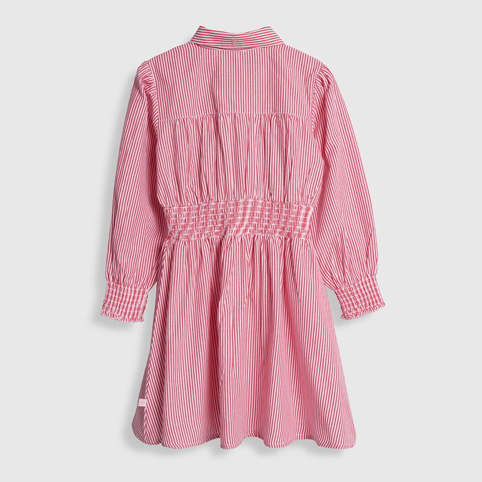 Kids Girls Dress in Red with Fit & Flare Design, Smocked Waist & Comfortable Regular Fit
