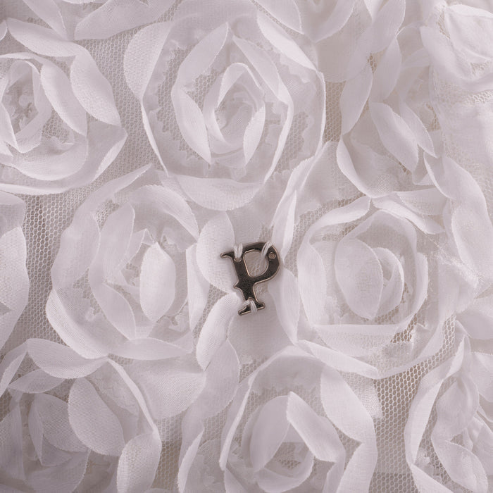 Kids Girls Dress in White with Rose Appliqué & Matching Headband, Perfect for Party Wear