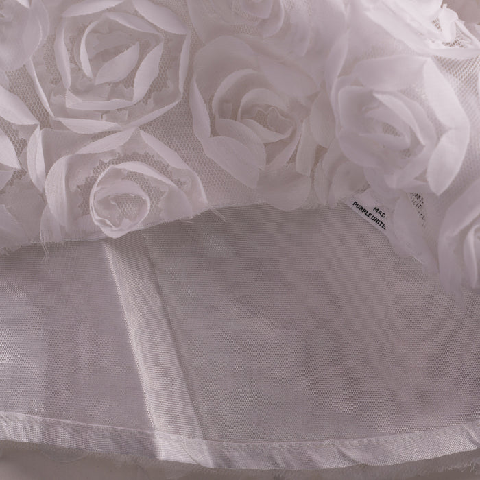 Kids Girls Dress in White with Rose Appliqué & Matching Headband, Perfect for Party Wear