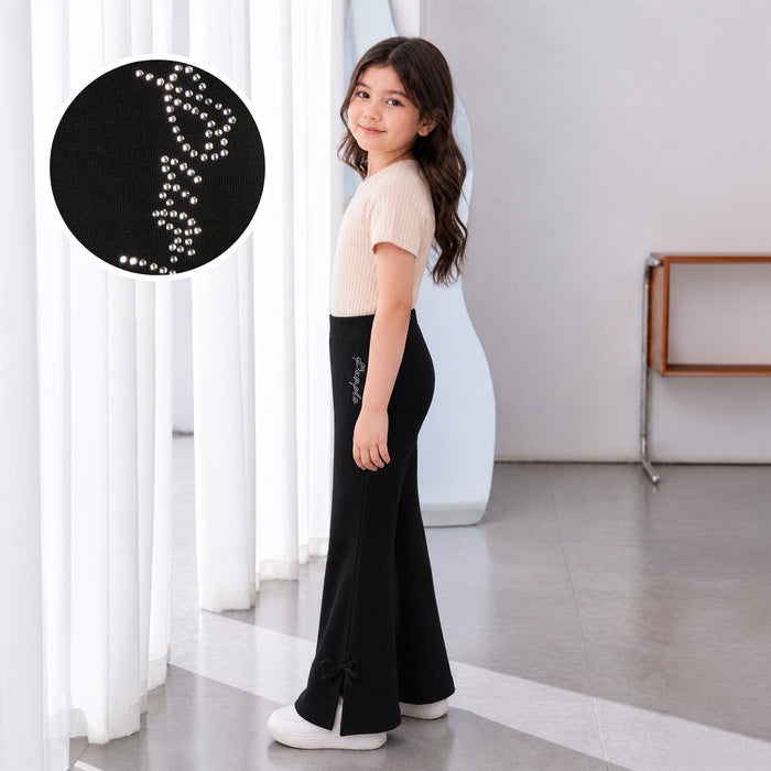 Kids Girls Flare Lower in Black with Soft Stretch Fabric for Everyday Comfort & Style