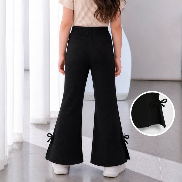 Kids Girls Flare Lower in Black with Soft Stretch Fabric for Everyday Comfort & Style