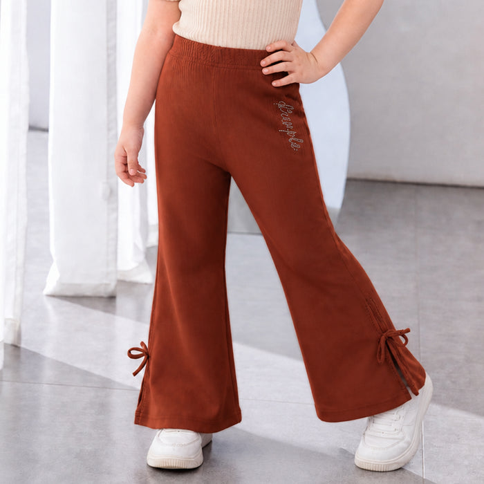 Kids Girls Flare Lower in Brown with Soft Stretch Fabric for Everyday Comfort & Style