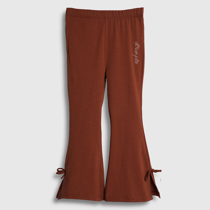 Kids Girls Flare Lower in Brown with Soft Stretch Fabric for Everyday Comfort & Style