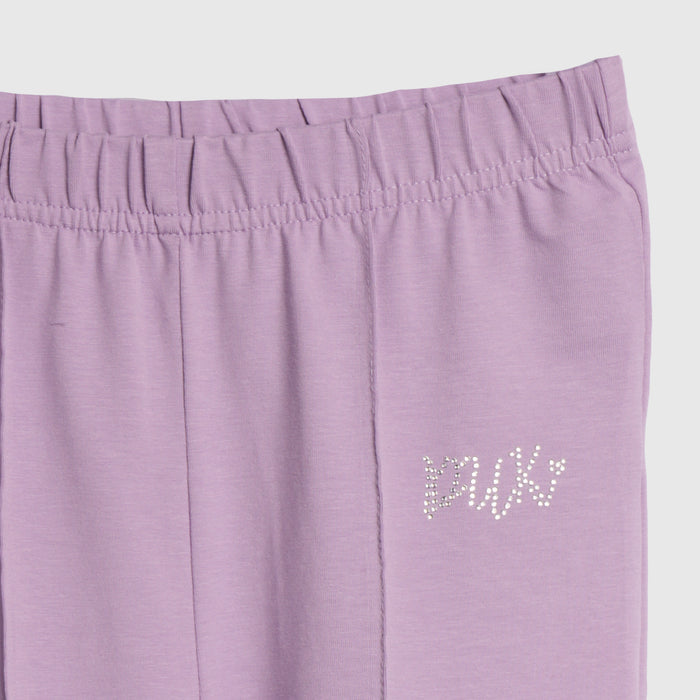 Kids Girls Flared Trousers in Lavender with Elastic Waist & Soft Stretch Fabric for Daily Wear