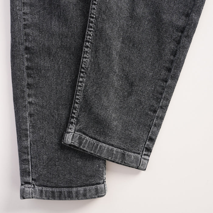 Kids Girls Jeans in Black with Functional Drawstring Waist and Relaxed Wide Leg Fit
