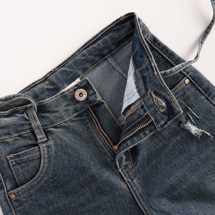 Kids Girls Jeans in Blue with Functional Drawstring Waist and Relaxed Fit