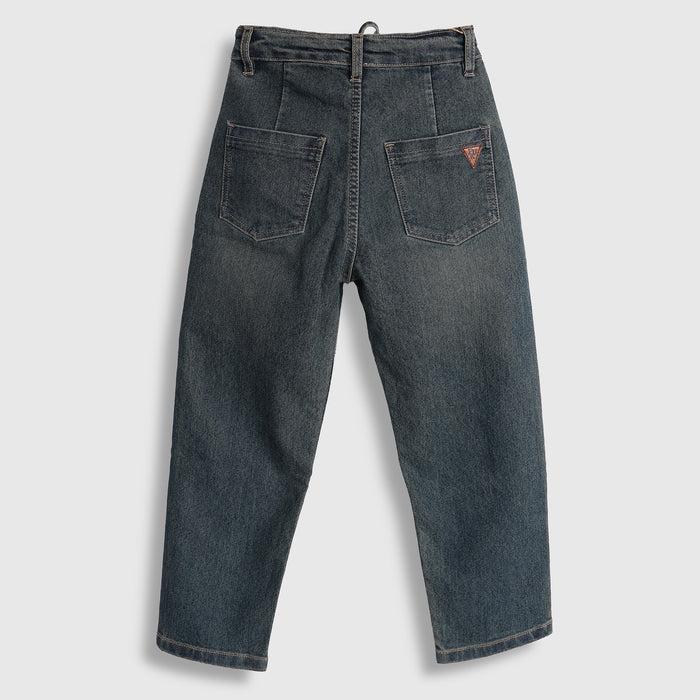 Kids Girls Jeans in Blue with Functional Drawstring Waist and Relaxed Fit