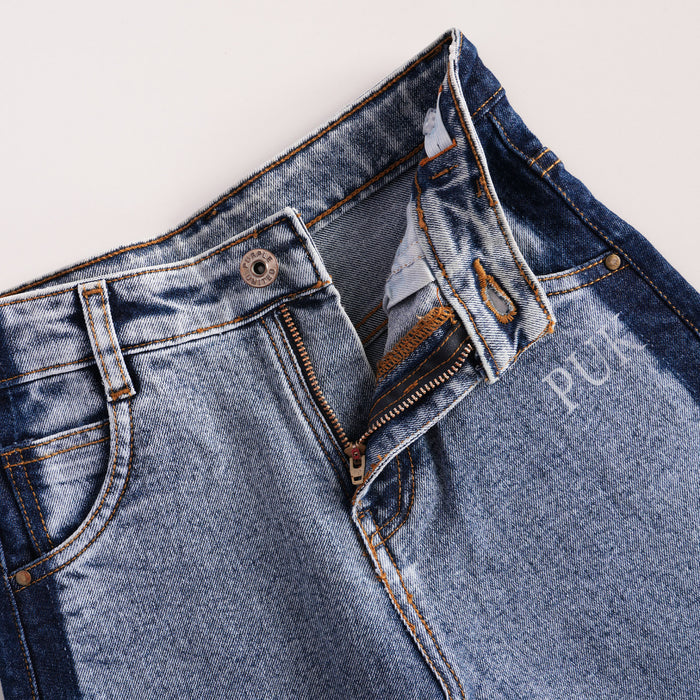 Kids Girls Jeans in Light Blue with Relaxed Straight Fit, Dual Tone Denim & High Rise Waist