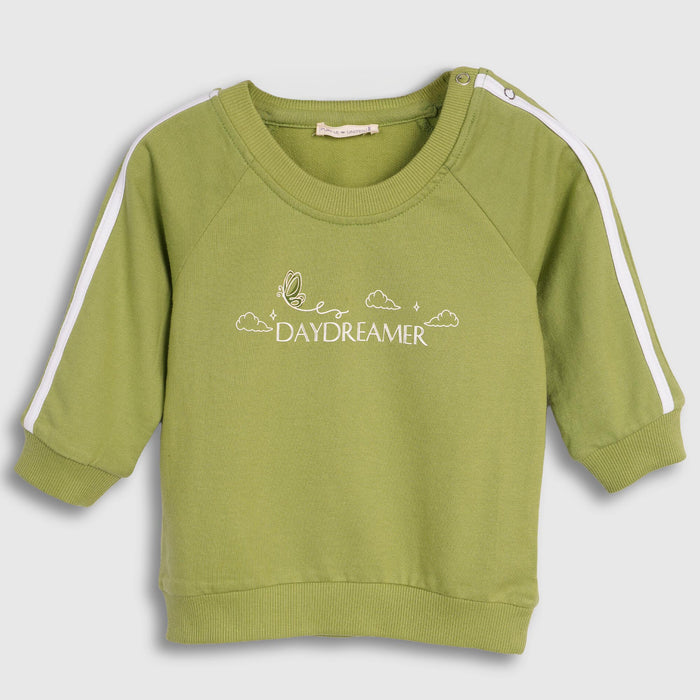 Kids Girls Light Green Cotton Co-Ord Clothing Set with Soft Tshirt & Elastic Waist Bottoms