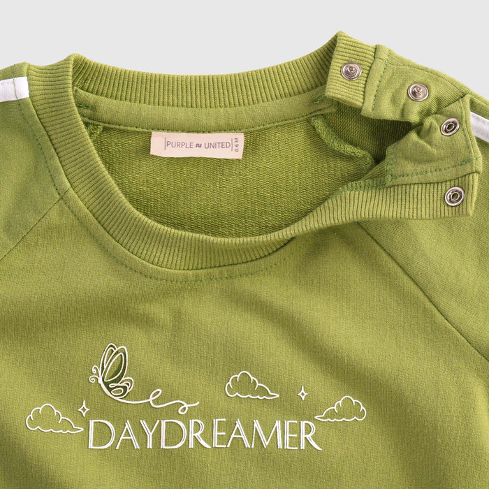 Kids Girls Light Green Cotton Co-Ord Clothing Set with Soft Tshirt & Elastic Waist Bottoms