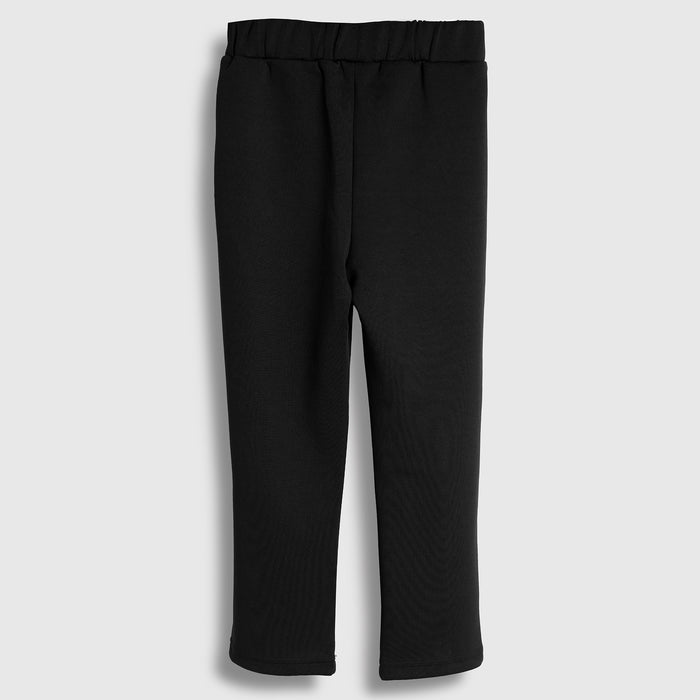 Kids Girls Lower in Black with Relaxed Straight Fit, Soft Stretch Fabric & Rhinestone Detail