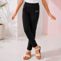 Kids Girls Lower in Black with Sleek Straight Fit, Soft Stretch Fabric & Rhinestone Detail