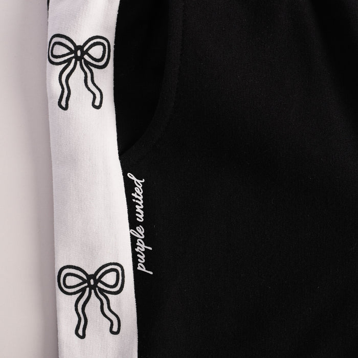 Kids Girls Lower in Black with Wide Leg Fit, Soft Breathable Fabric & Drawstring Waist