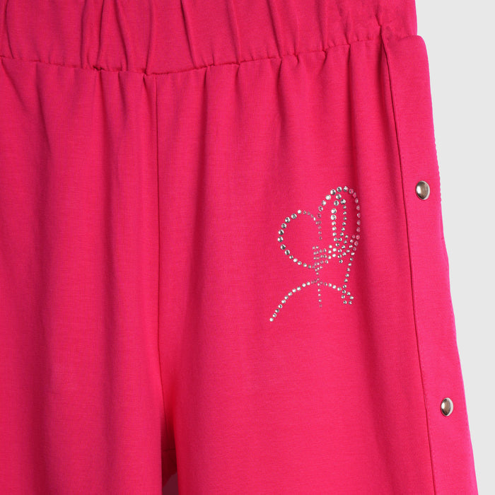 Kids Girls Lower in Fuchsia with Wide Leg Design, Stud Detail & Elasticated Waist Comfort
