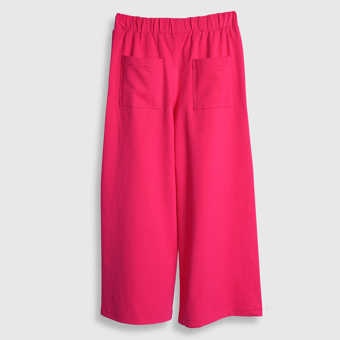 Kids Girls Lower in Fuchsia with Wide Leg Design, Stud Detail & Elasticated Waist Comfort