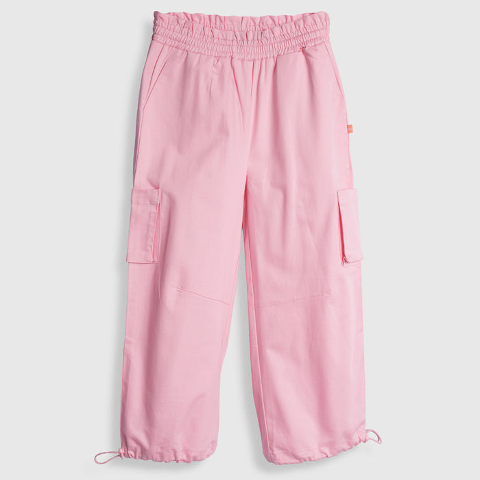 Kids Girls Lower in Light Pink with Cargo Pockets and Relaxed Utility Fit for Active Wear