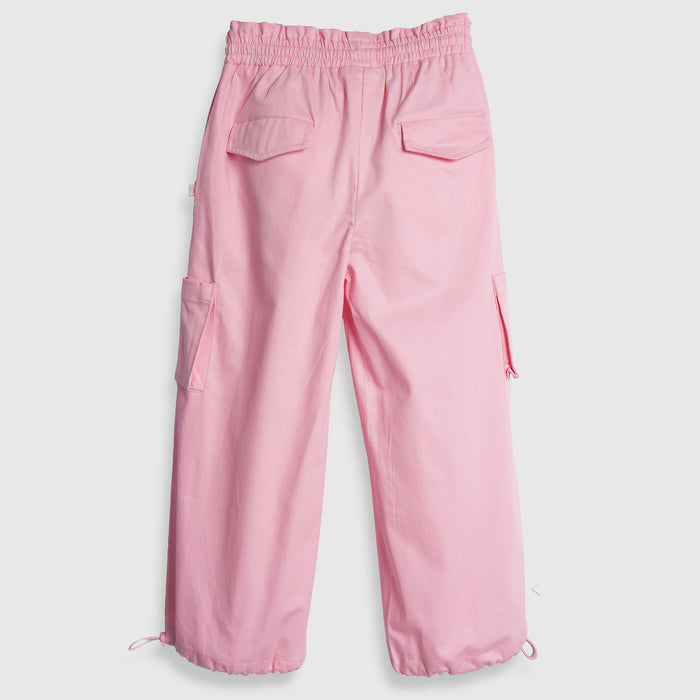 Kids Girls Lower in Light Pink with Cargo Pockets and Relaxed Utility Fit for Active Wear