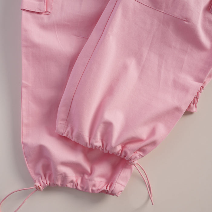 Kids Girls Lower in Light Pink with Cargo Pockets and Relaxed Utility Fit for Active Wear