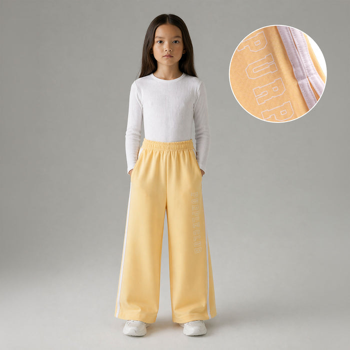 Kids Girls Lower in Light Yellow with Soft Breathable Fabric and Relaxed Fit for Daily Wear