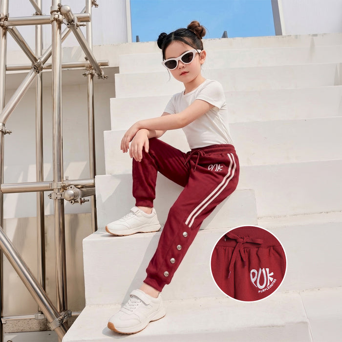 Kids Girls Lower in Maroon with Soft Fabric, Elasticated Waist & Comfortable Everyday Fit