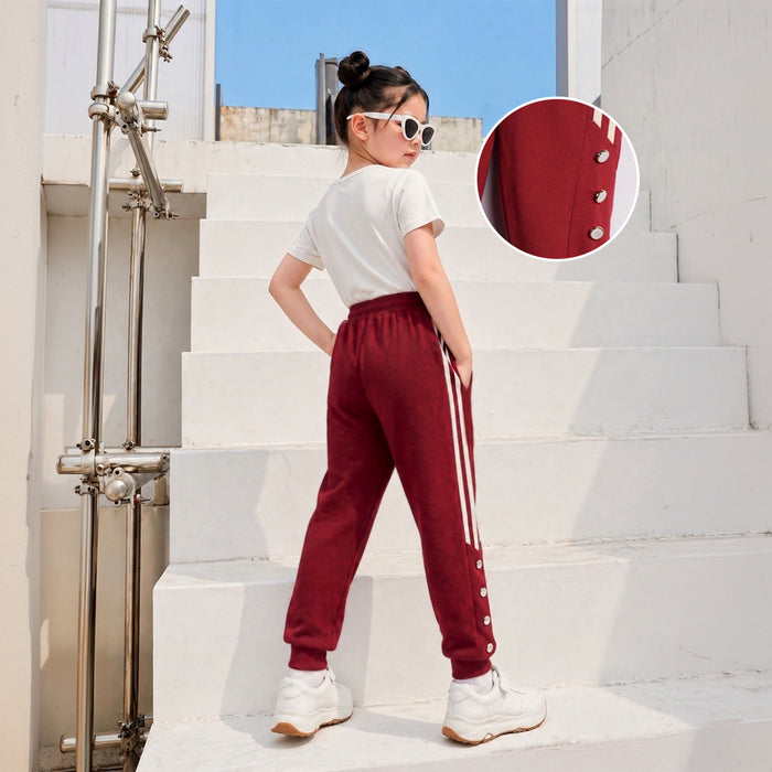 Kids Girls Lower in Maroon with Soft Fabric, Elasticated Waist & Comfortable Everyday Fit