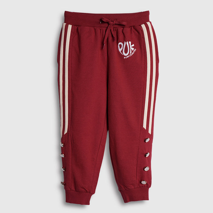 Kids Girls Lower in Maroon with Soft Fabric, Elasticated Waist & Comfortable Everyday Fit
