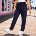 Kids Girls Lower in Navy with Relaxed Straight Fit, Soft Stretch Fabric & Rhinestone Detail
