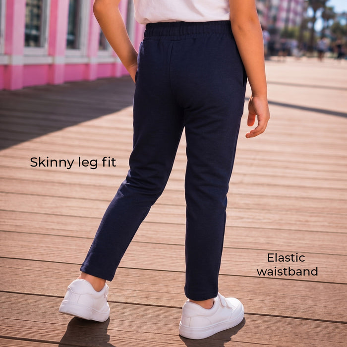 Kids Girls Lower in Navy with Relaxed Straight Fit, Soft Stretch Fabric & Rhinestone Detail